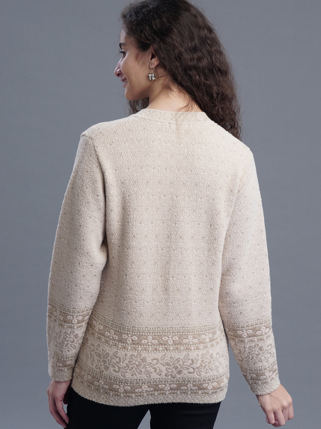  Premium Jacquard Wool Cardigan
