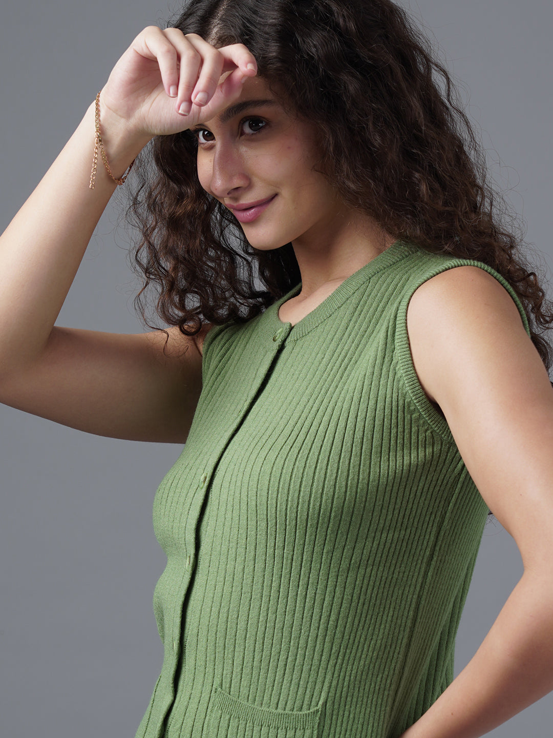 Virsa Ribbed Knit Vest cardigan