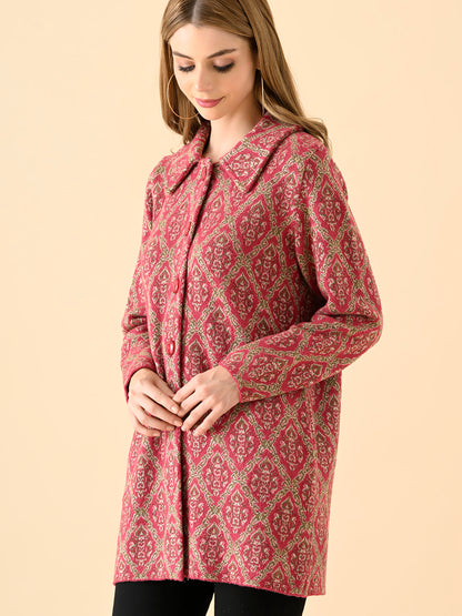 Ornamental Patterned Knit Coat