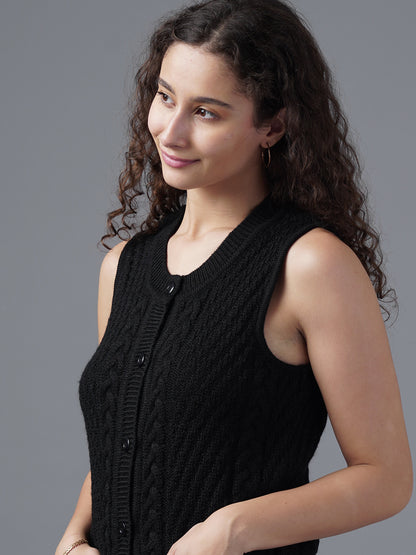 Virsa Cable Knit Sleeveless Cardigan