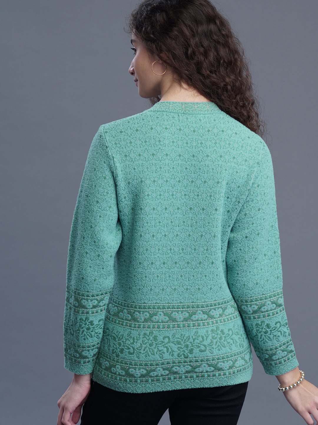  Premium Jacquard Wool Cardigan