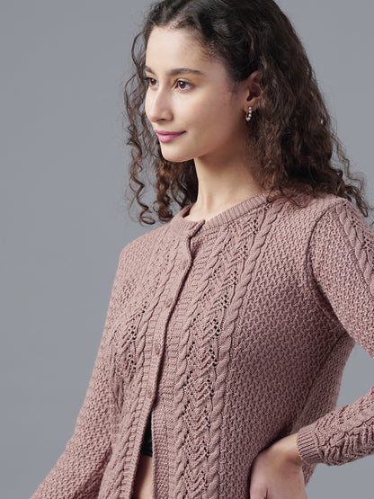 Virsa Textured Round Neck Cardigan
