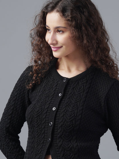 Virsa Textured Round Neck Cardigan