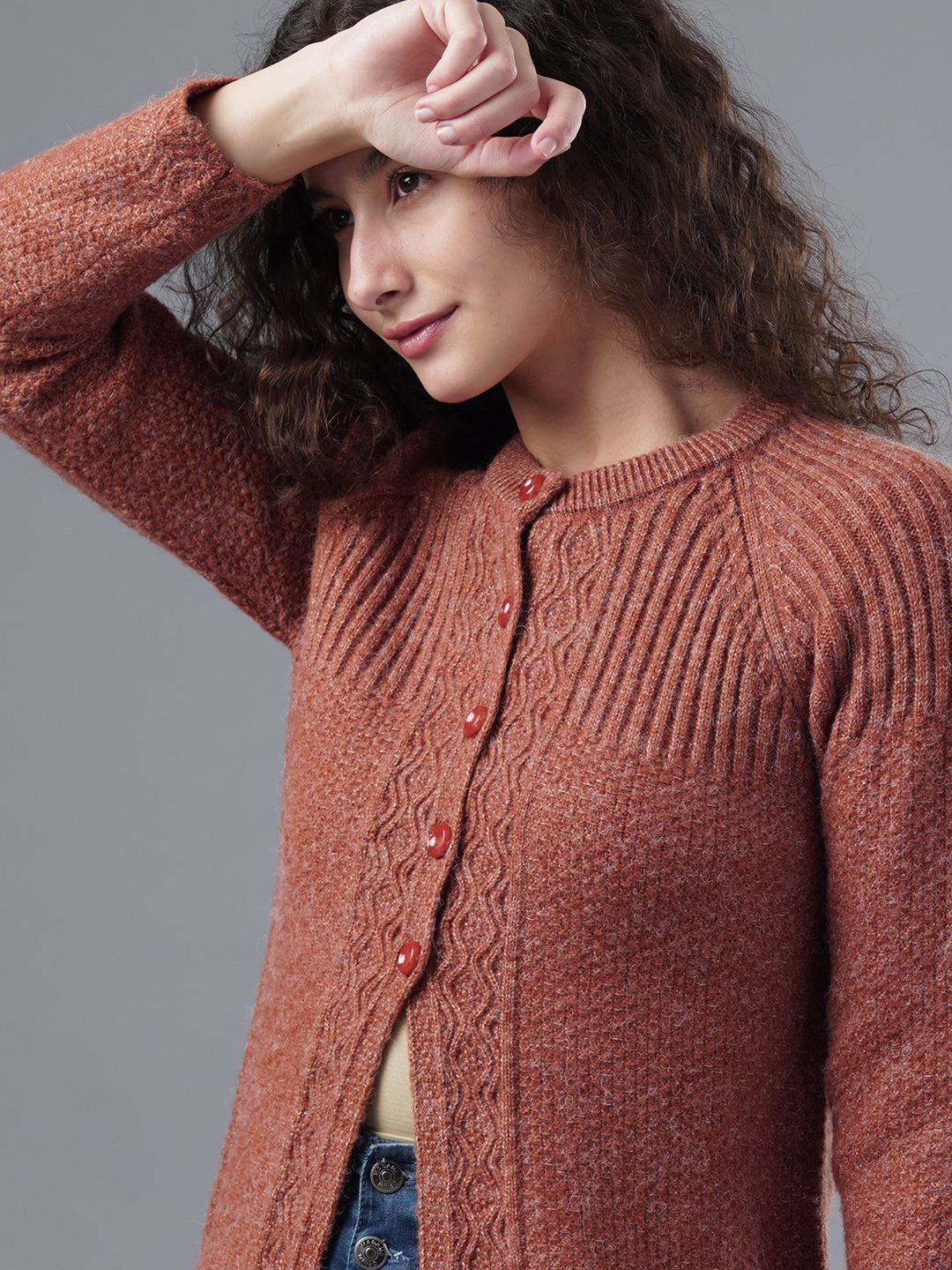 Virsa Ribbed Detail Knit Cardigan