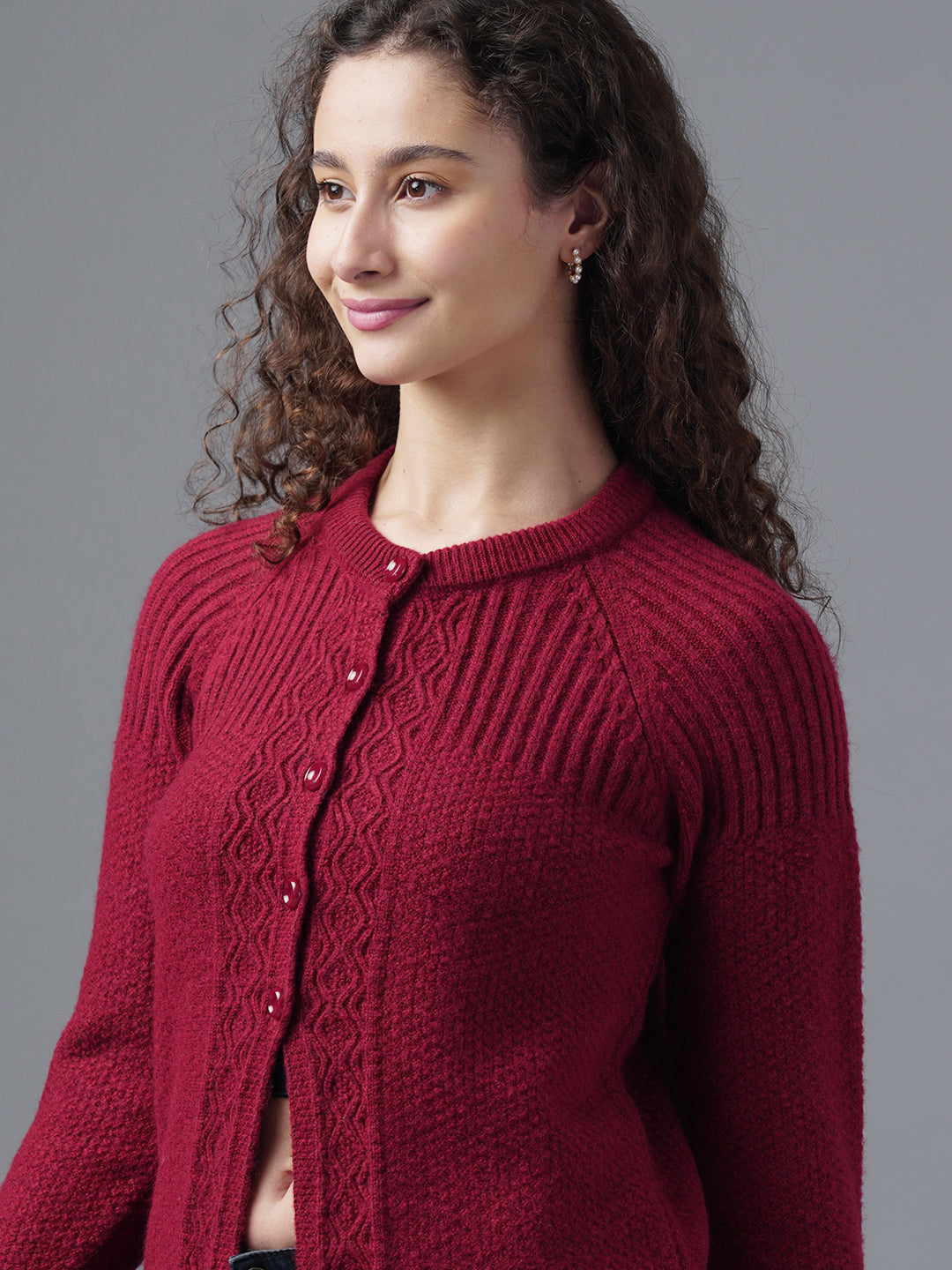 Virsa Ribbed Detail Knit Cardigan