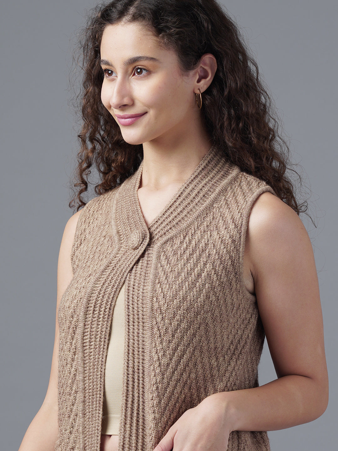 Virsa Chevron Knit Single-Button Vest