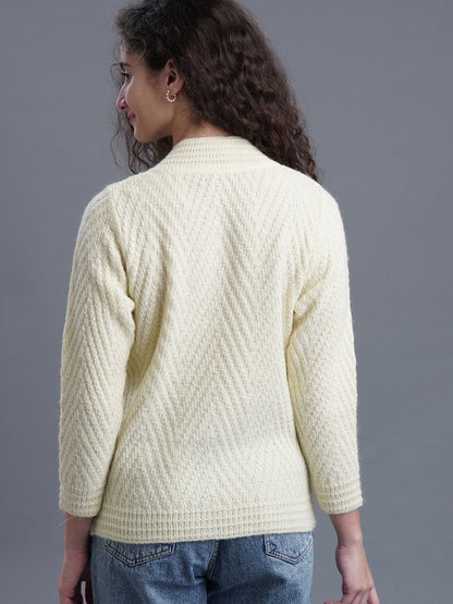 Crimson Frost Round-Neck Cardigan