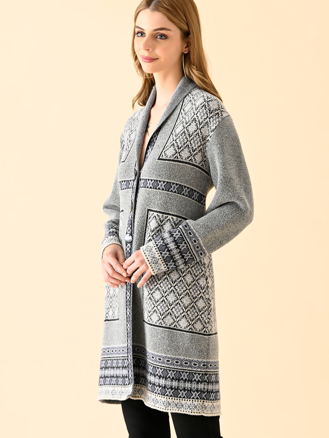 Geometric Pattern Long Knitwear