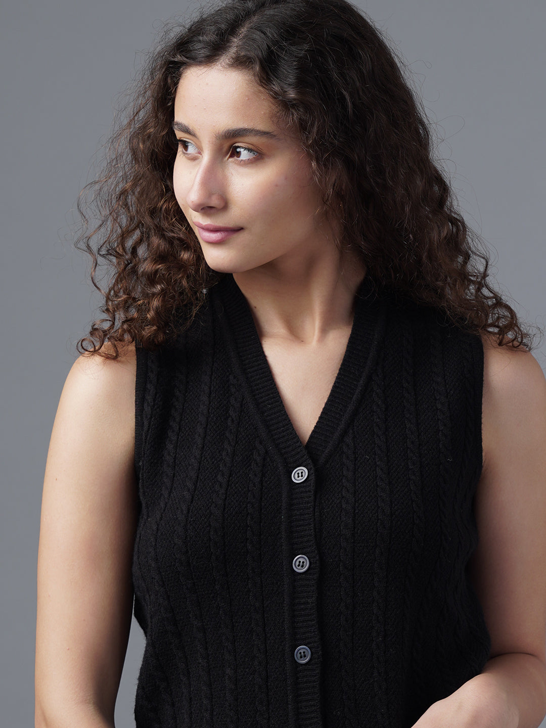 Virsa Shawl Collar Knit Vest cardigan