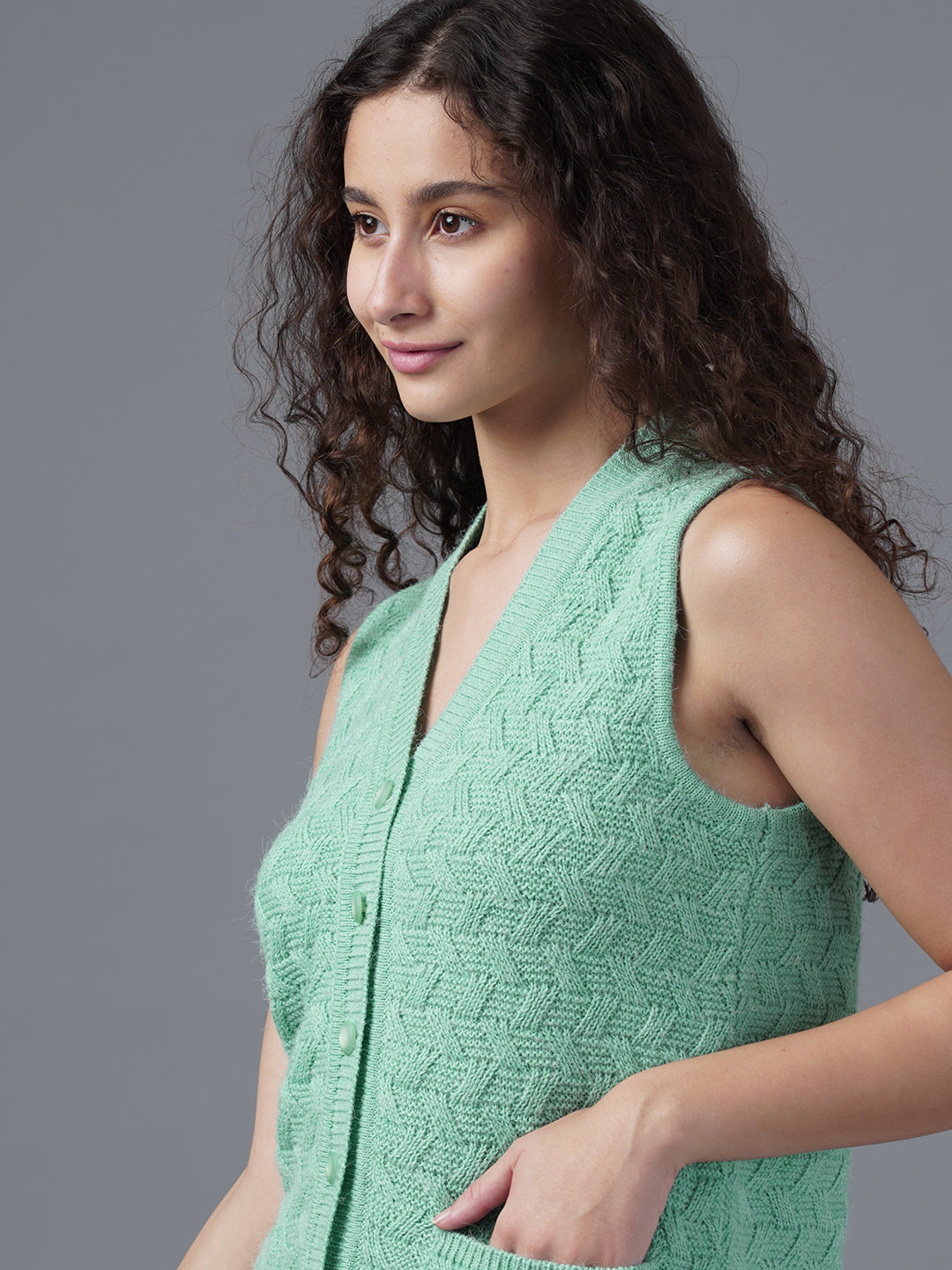 Virsa Heritage Chevron Knit Vest Cardigan