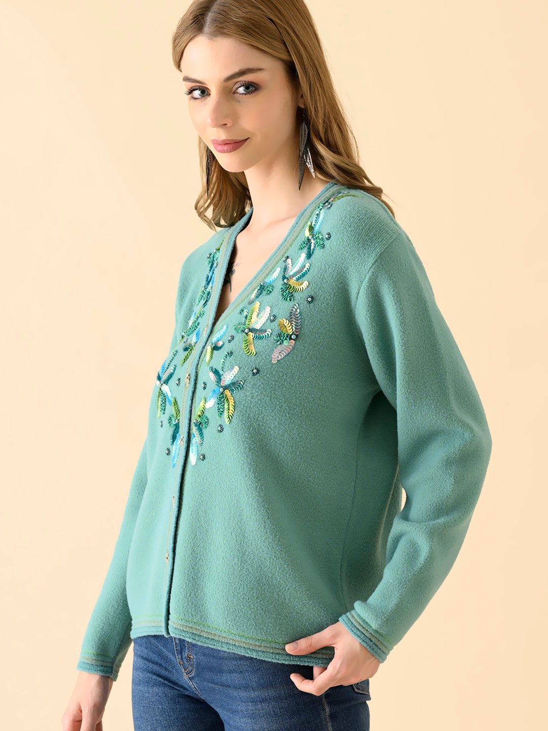 Winter Bloom Mock-Neck Sweater