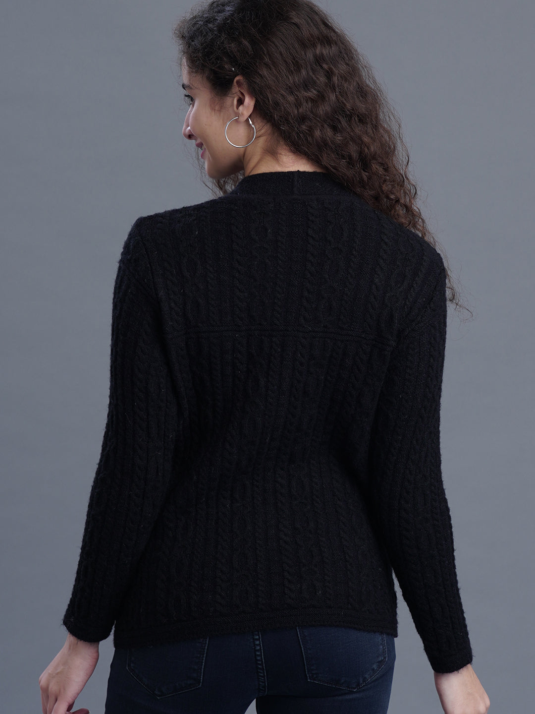  FrostFern Round-Neck Cardigan
