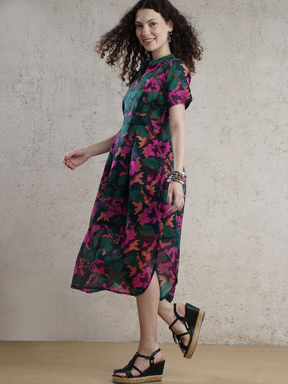 Parisian Meadow Floral Midi Dress