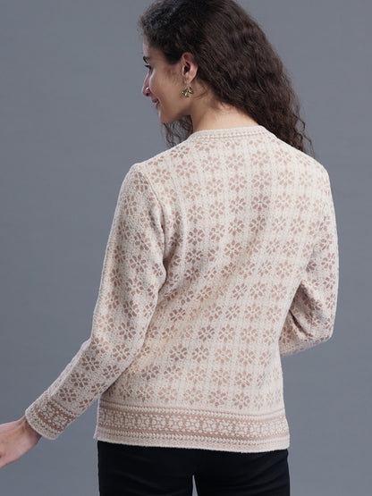 Premium Jacquard Cardigan – Round Neck