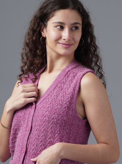 Virsa Textured V-Neck Knit Vest cardigan