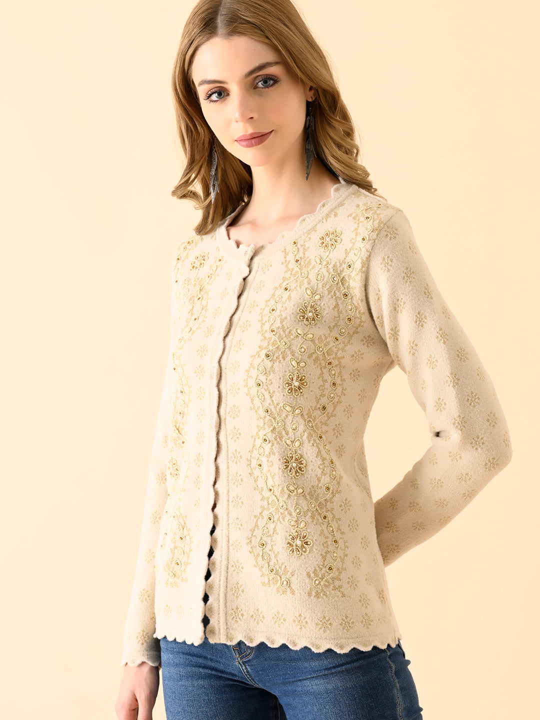 Delicate Lace-Inspired Knit Cardigan