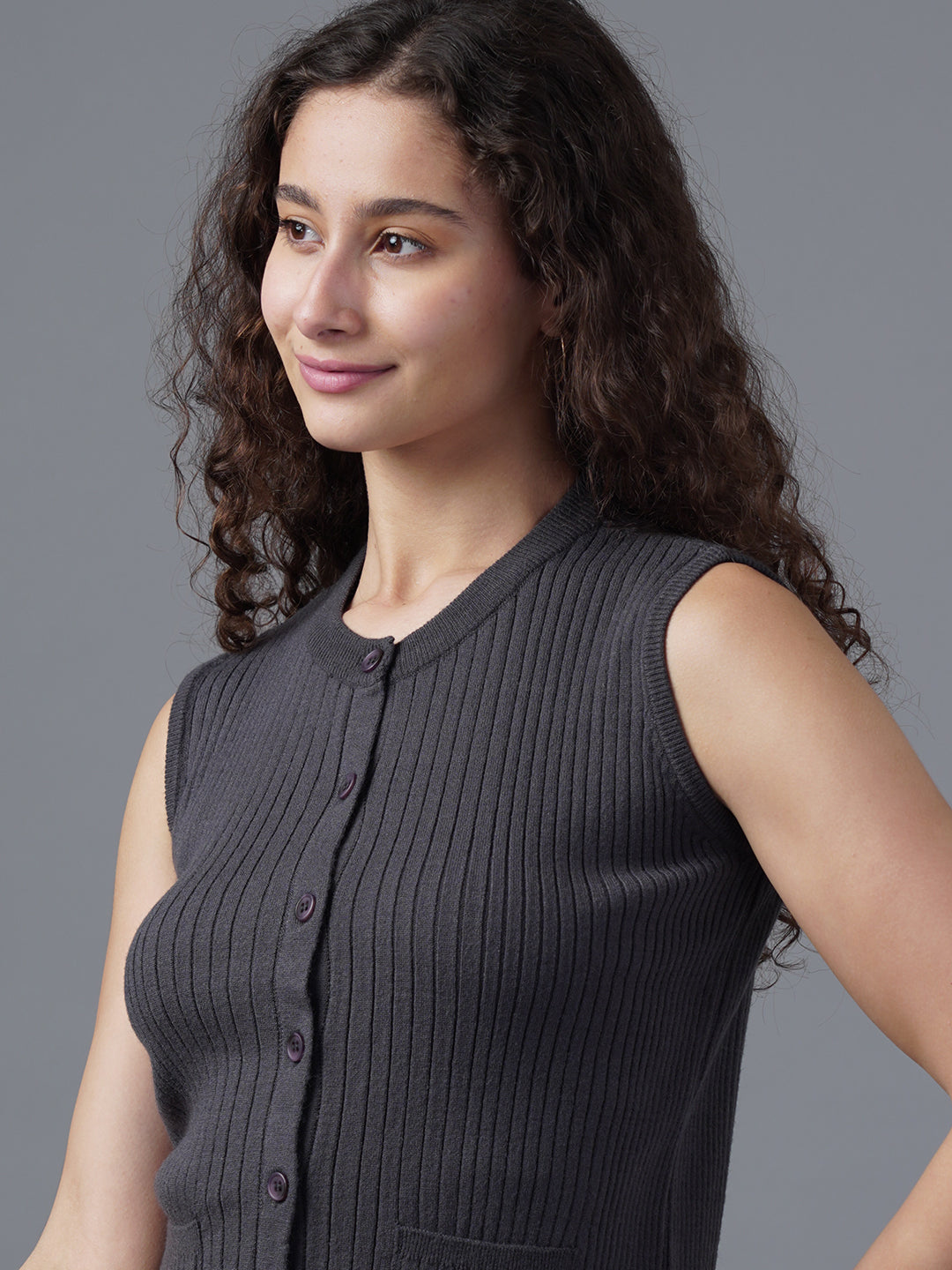 Virsa Ribbed Knit Vest cardigan