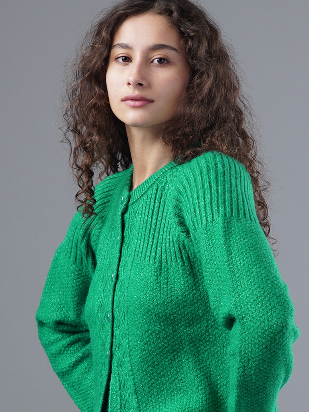 Virsa Ribbed Detail Knit Cardigan