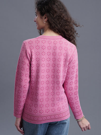 Premium Jacquard Cardigan – Round Neck