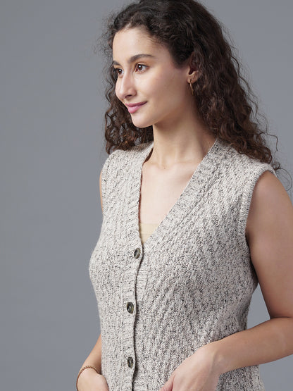 Virsa Classic V-Neck Knitted Vest Cardigan