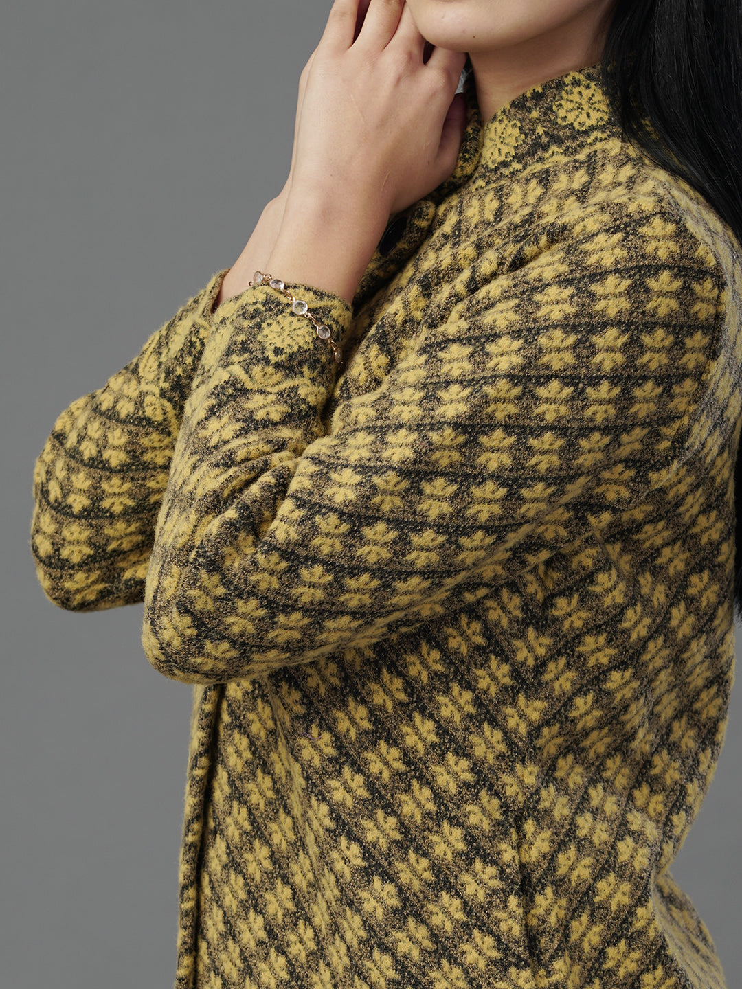 The Gilded Lattice Jacquard Cardigan