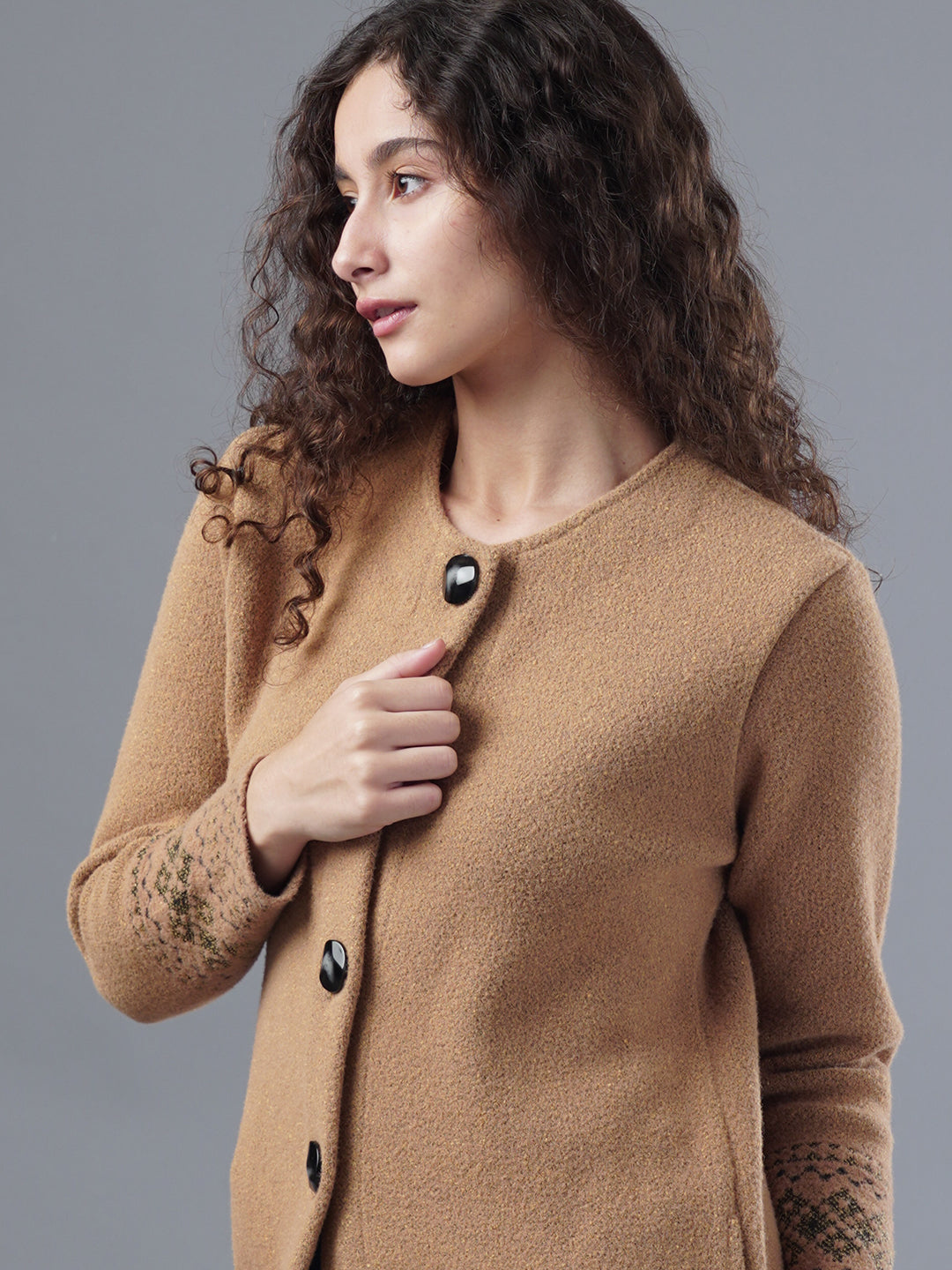 Virsa Border Pattern Longline Cardigan