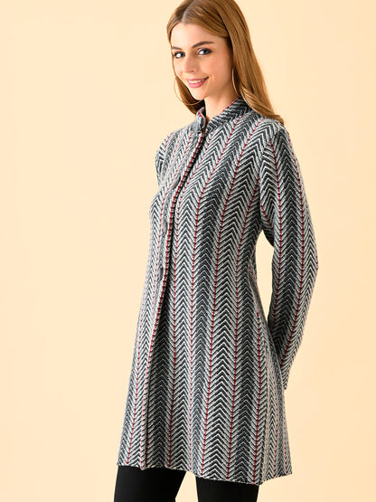 Vertical Stripe Knit Cardigan