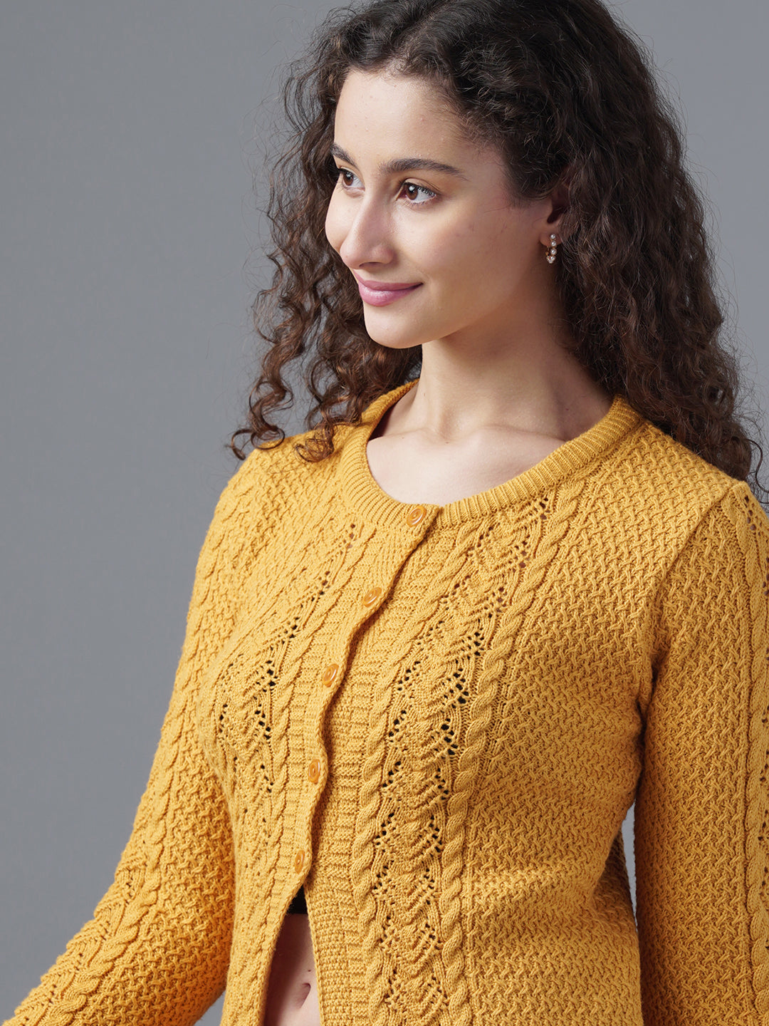 Virsa Textured Round Neck Cardigan