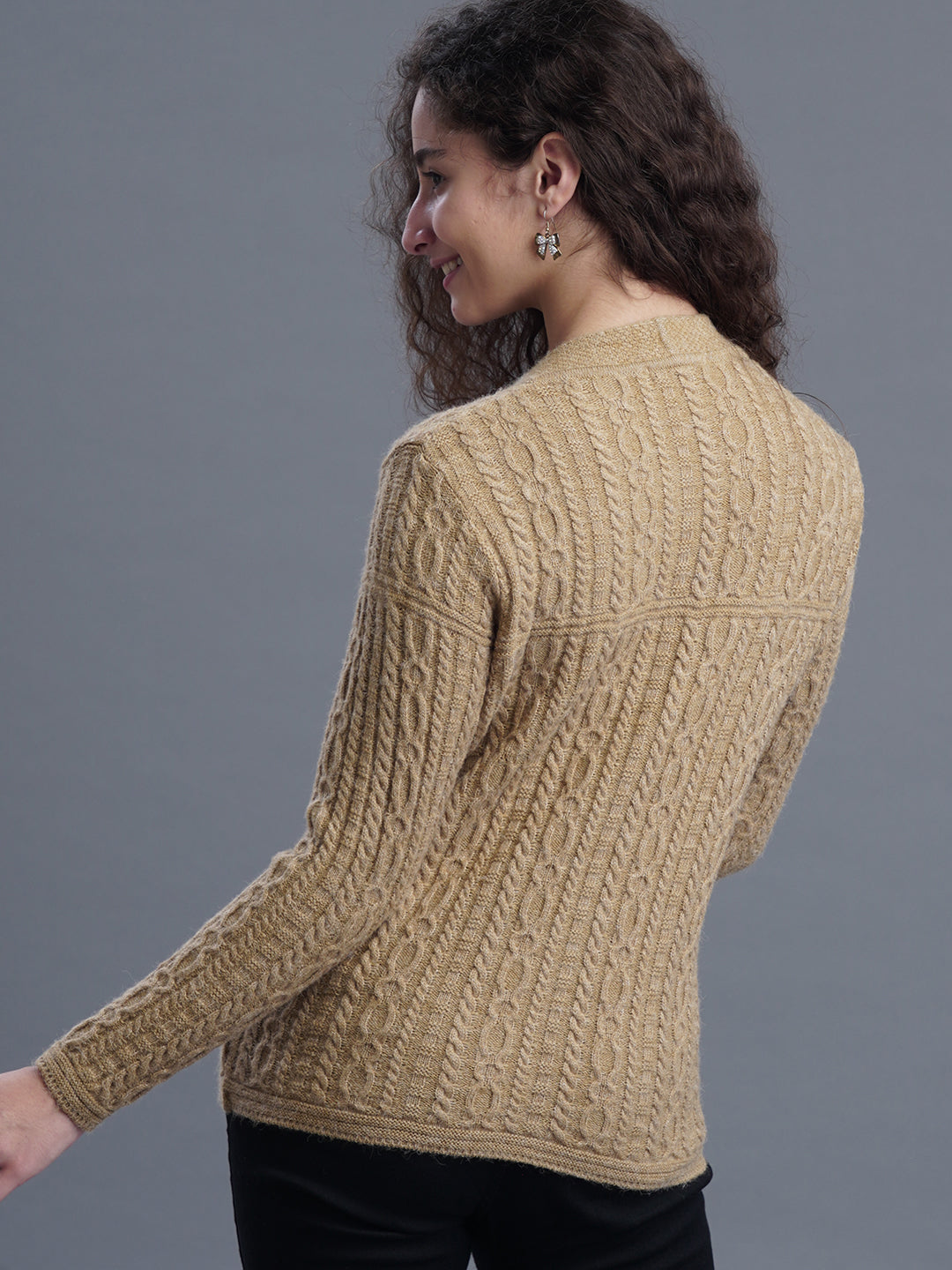  FrostFern Round-Neck Cardigan