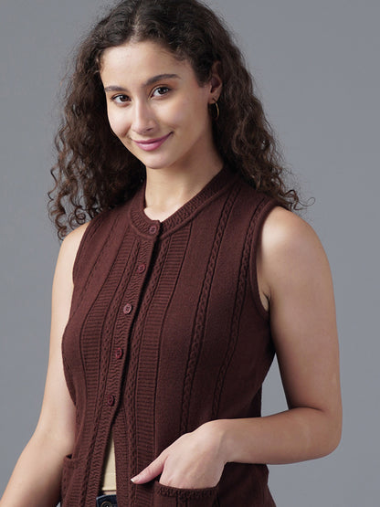 Virsa Cable Knit Sleeveless Cardigan