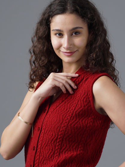 Virsa Textured Knit Sleeveless Vest Cardigan