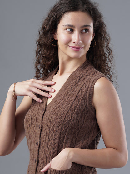 Virsa Timeless Cable Knit V-Neck Vest cardigan