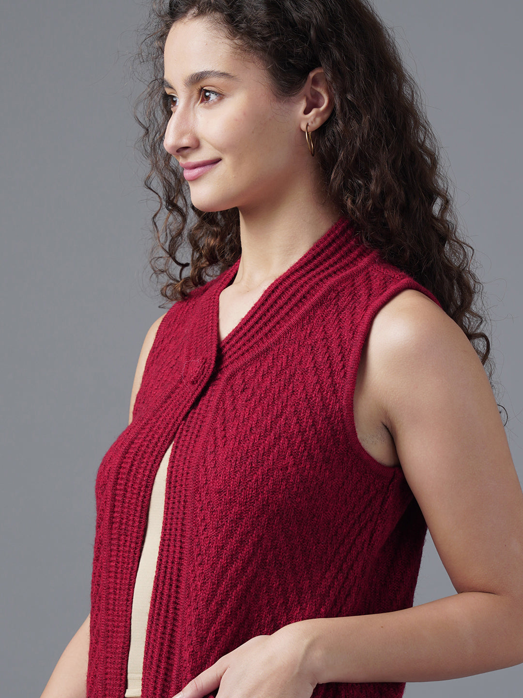 Virsa Chevron Knit Single-Button Vest