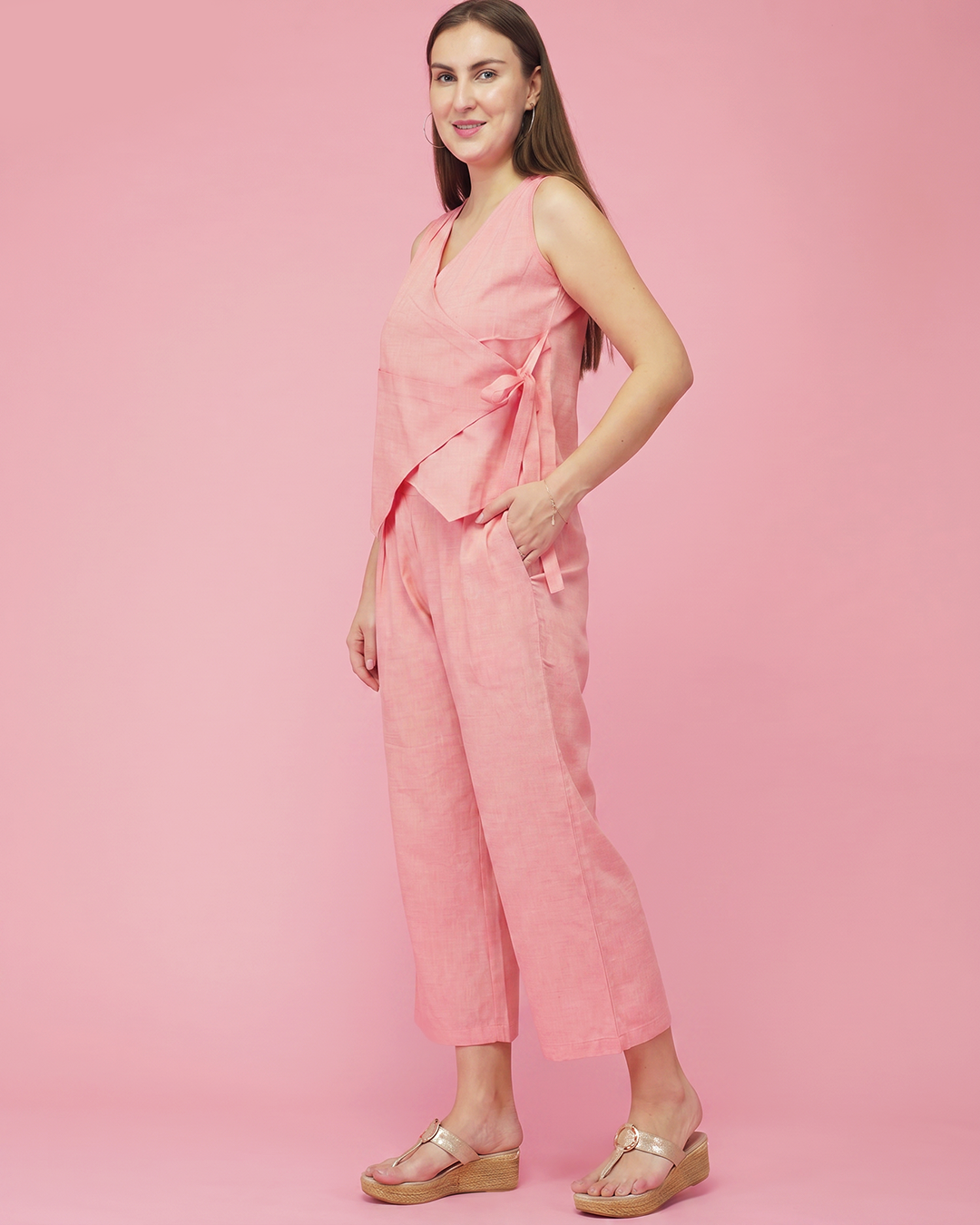Rosé Wrap Co-Ord Ensemble