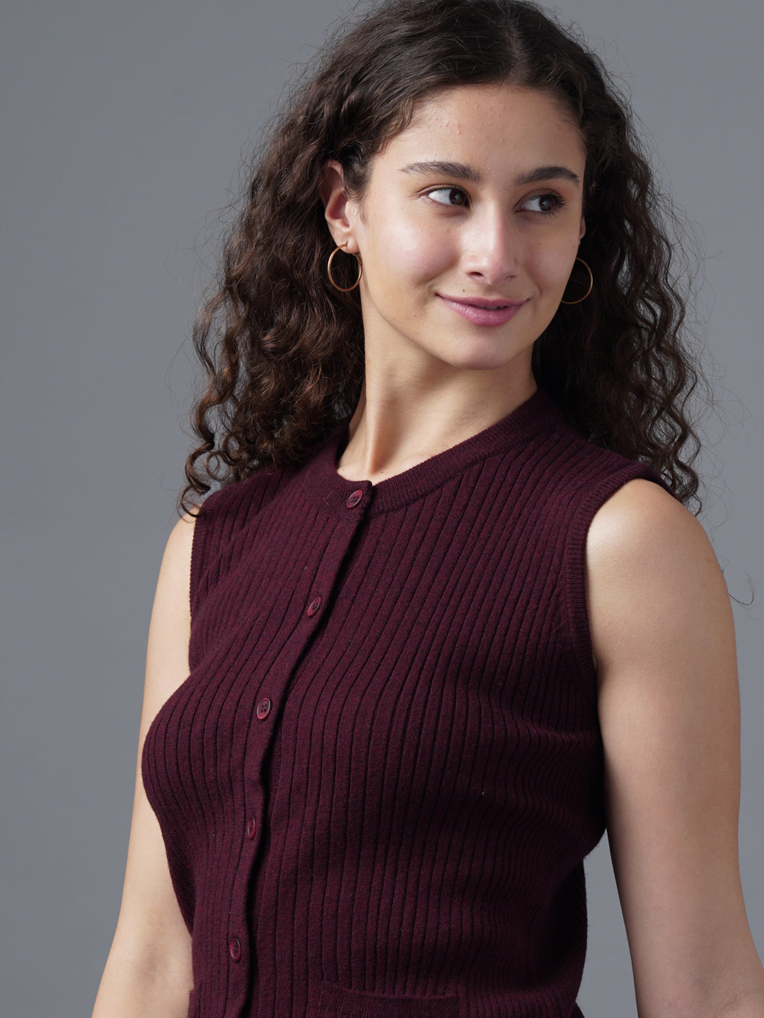 Virsa Ribbed Knit Vest cardigan