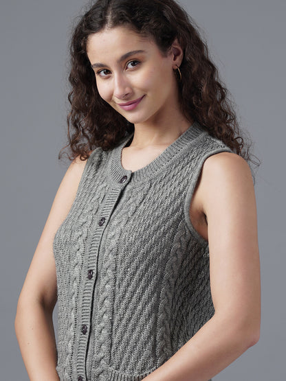 Virsa Cable Knit Sleeveless Cardigan