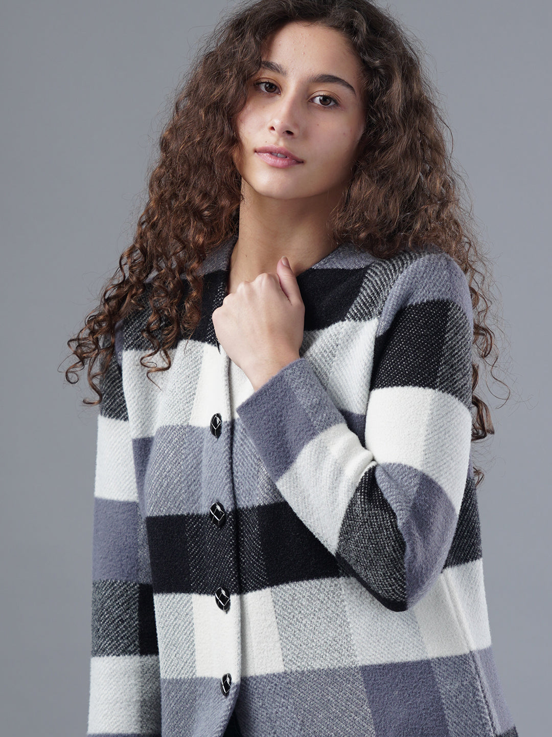Virsa Cozy Plaid Long Cardigan