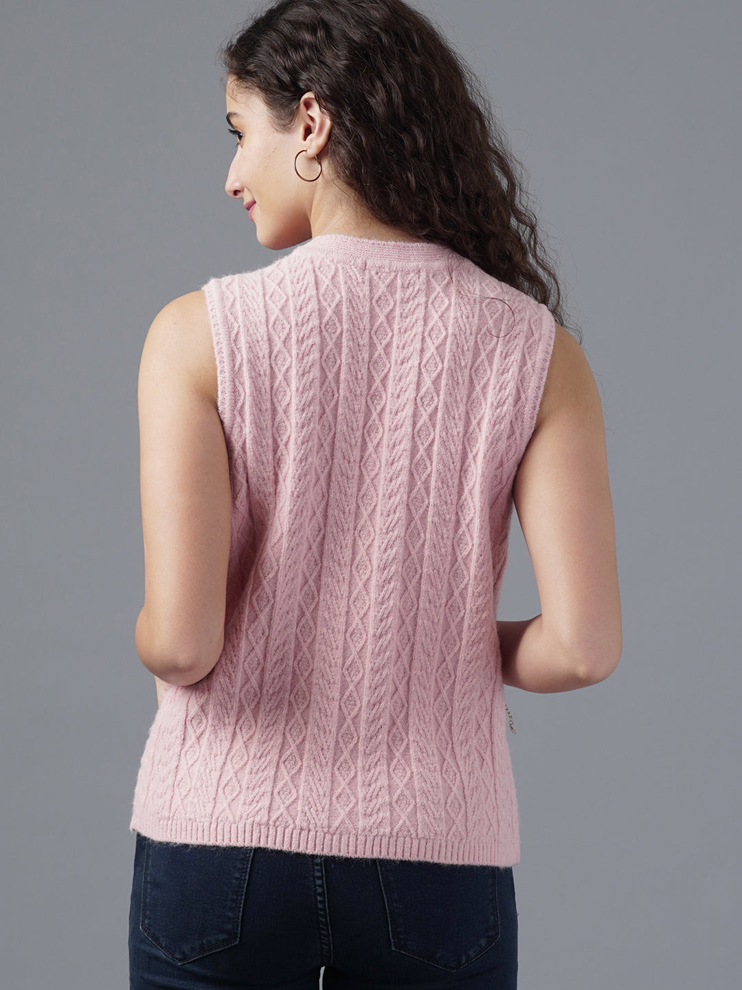 Virsa Timeless Cable Knit V-Neck Vest cardigan