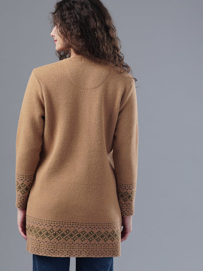 Virsa Border Pattern Longline Cardigan