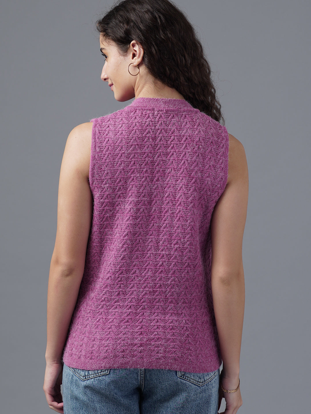 Virsa Textured V-Neck Knit Vest cardigan