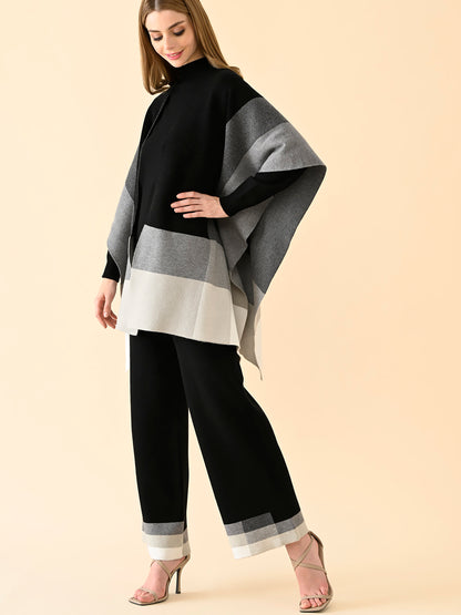 Monochrome Edge Block Cape Set