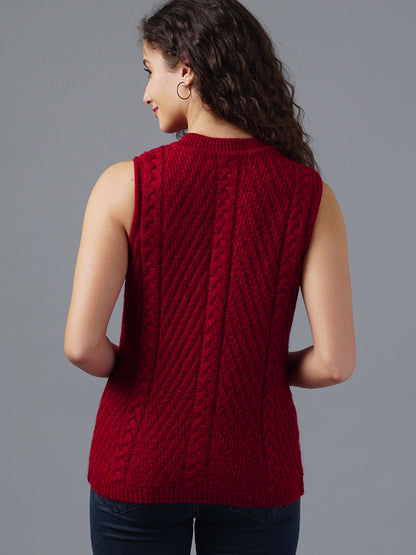 Virsa Cable Knit Sleeveless Cardigan