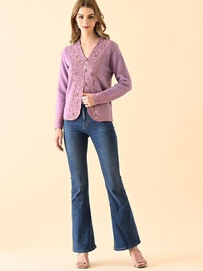 Embellished V-Neck Sweater