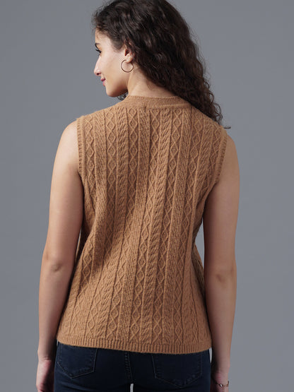Virsa Timeless Cable Knit V-Neck Vest cardigan