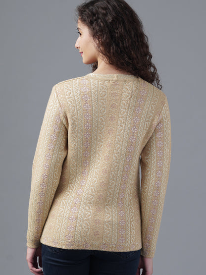 Virsa Ornate Jacquard V-Neck Cardigan
