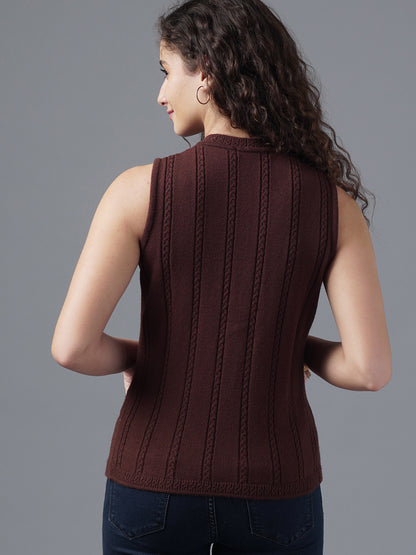 Virsa Cable Knit Sleeveless Cardigan