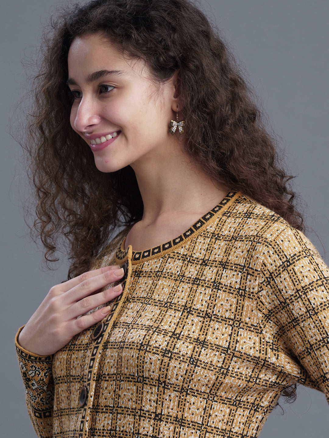Emerald Echo Jacquard CARDIGAN