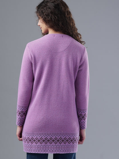 Virsa Border Pattern Longline Cardigan