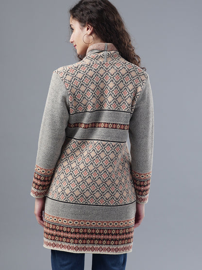 Virsa Ethnic Pattern Longline Cardigan