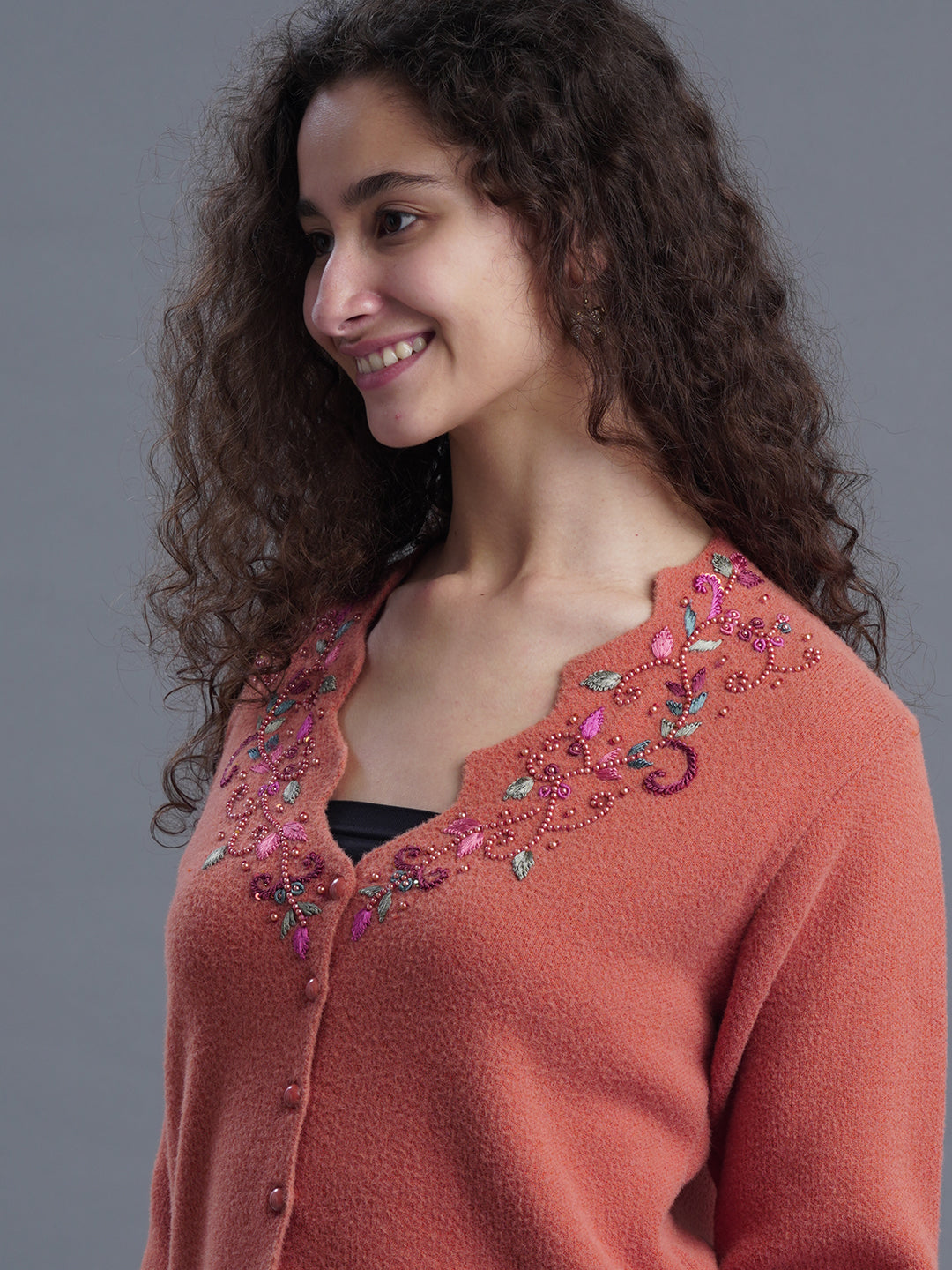  Velour Crest Jacquard Cardigan